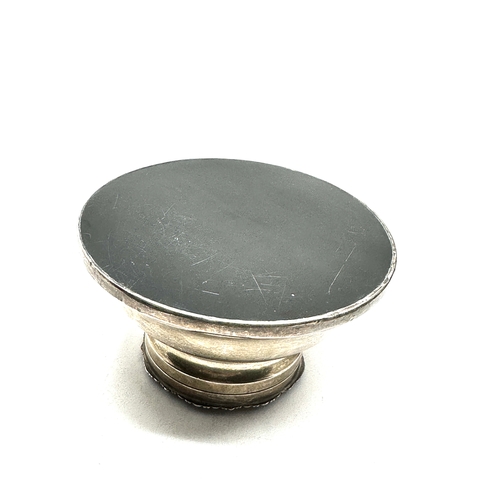 41 - large silver desk inkwell measures approx 11cm dia Birmingham silver hallmarks