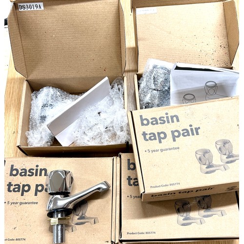 208 - 5 pairs of brand new in box, basin taps