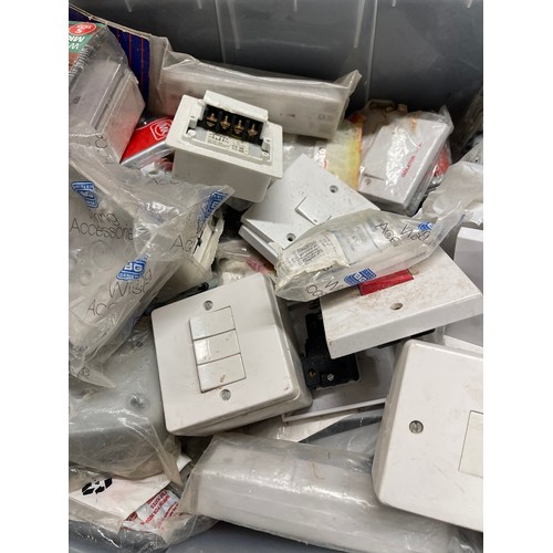 257 - Selection of light fittings, plug sockets, backplates etc