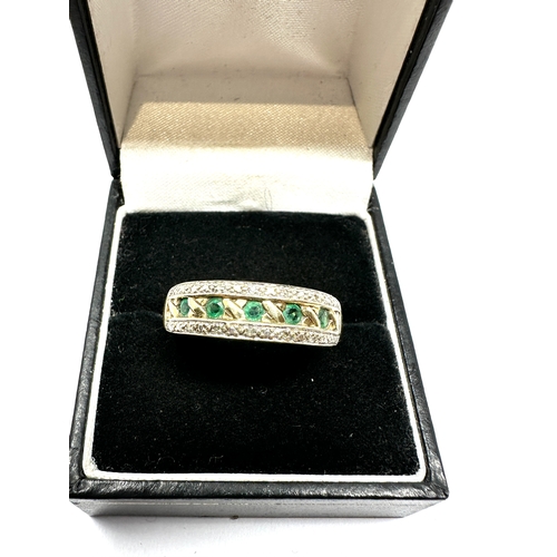 141 - 9ct gold emerald & diamond ring weight 3g