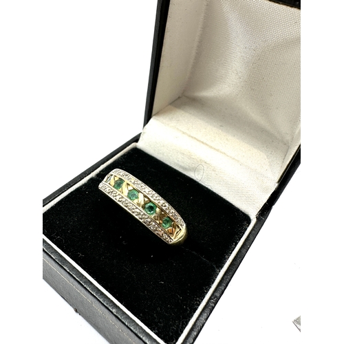 141 - 9ct gold emerald & diamond ring weight 3g