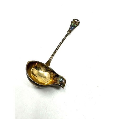 2 - Antique silver & enamel sauce ladle measures approx 14.5cm