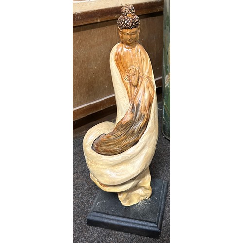 111 - Religious wooden carving, on stand approximate measurements: Height 15 inches,