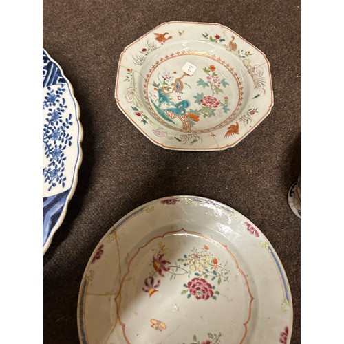 309 - 4 Pieces of Chinese pottery to include blue and white charger( 17 inc diameter), marks to base, 2 pl... 