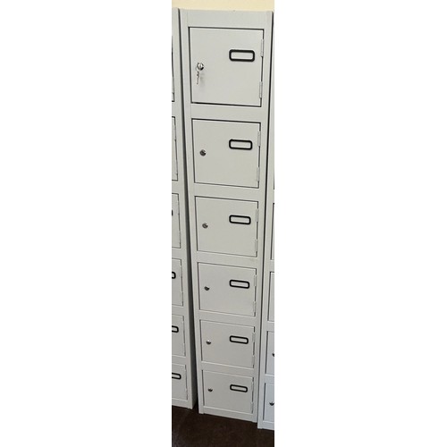 427 - Grey lockable 6 door metal locker cabinet with keys, approximate measurements: Height 70 inches, Wid... 