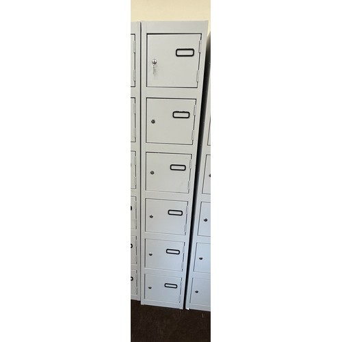 428 - Grey lockable 6 door metal locker cabinet with keys, approximate measurements: Height 70 inches, Wid... 