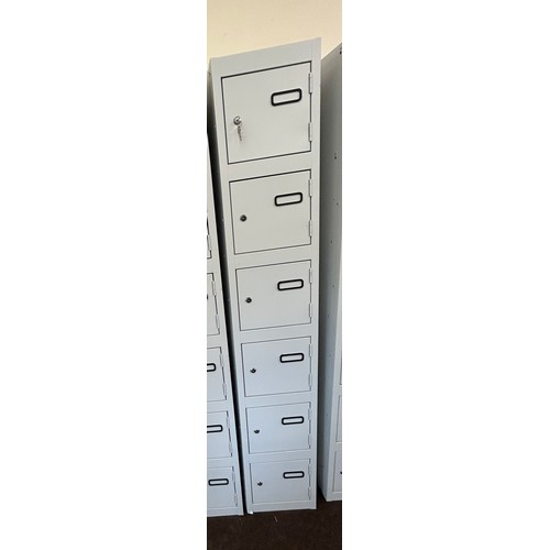 429 - Grey lockable 6 door metal locker cabinet with keys, approximate measurements: Height 70 inches, Wid... 