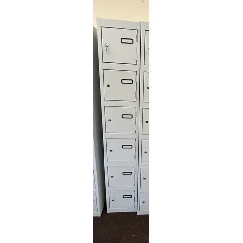 430 - Grey lockable 6 door metal locker cabinet with keys, approximate measurements: Height 70 inches, Wid... 