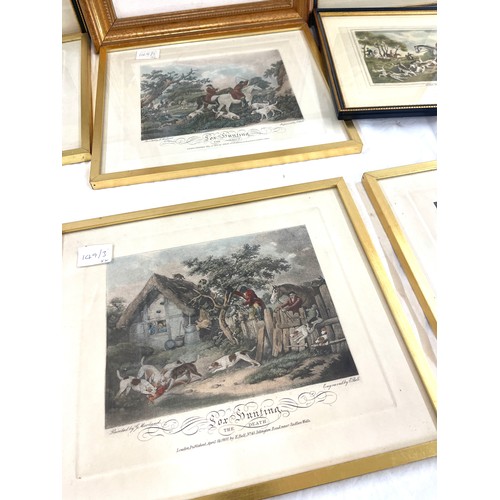 52 - Large selection of hunting scene prints to include the death, the check, going into cover etc