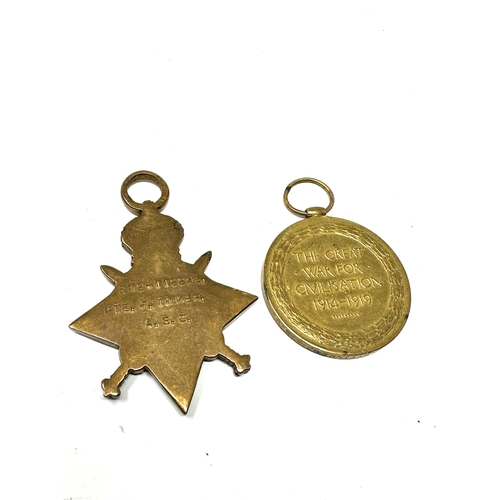 64 - ww1 medal pair to dm2-112253 pte f.tinker a.s.c