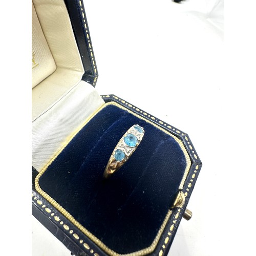 212 - 9ct gold diamond & topaz dress ring (1.7g)