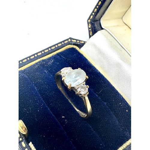 200 - 9ct gold diamond & aquamarine  ring (1.6g)