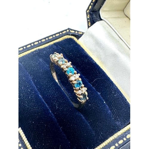 232 - 9ct gold diamond & blue gemstone dress ring (1.7g)