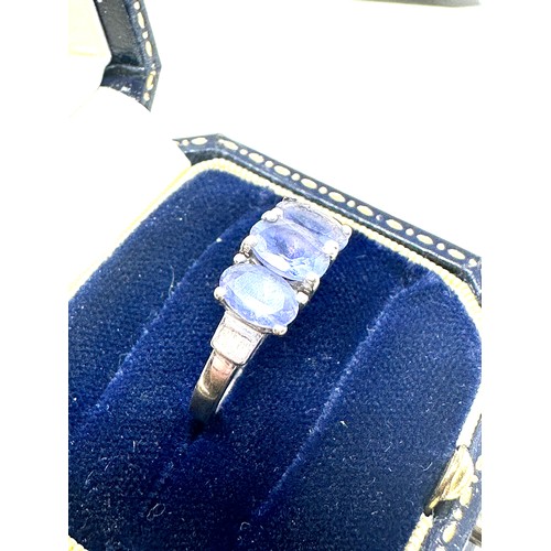 264 - 9ct white gold tanzanite  ring with diamond shoulders(2.7g)