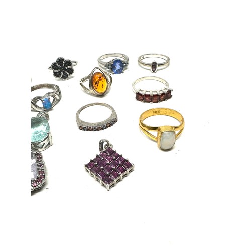 298 - 14 X .925 Gemstone Set Jewellery Including Tggc