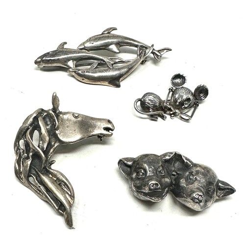 309 - 4 X .925 Animal Themed Brooches (50g)