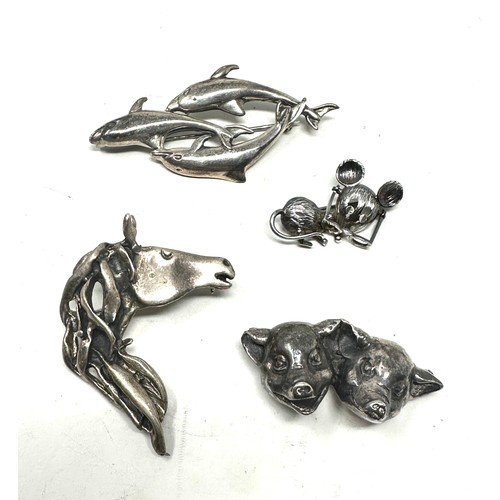 309 - 4 X .925 Animal Themed Brooches (50g)