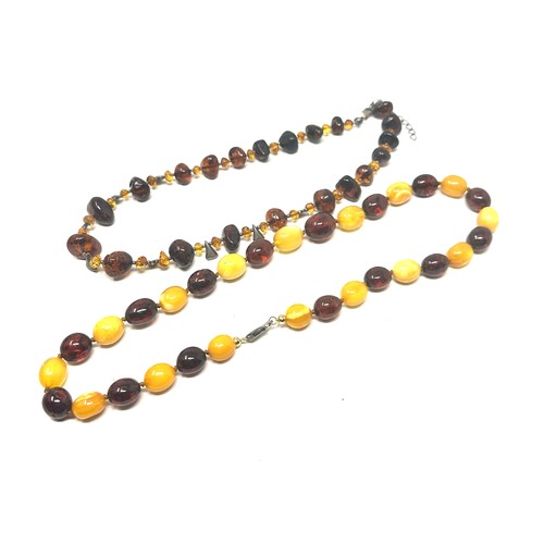 306 - 2 X .925 Clasped Amber Necklaces (58g)