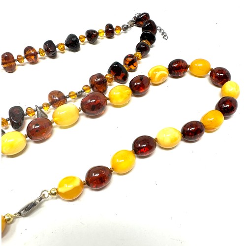 306 - 2 X .925 Clasped Amber Necklaces (58g)