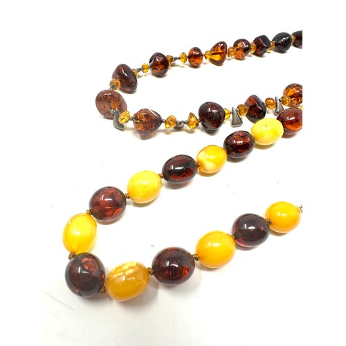 306 - 2 X .925 Clasped Amber Necklaces (58g)