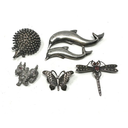 303 - 5 X .925 Animal Themed Brooches (43g)