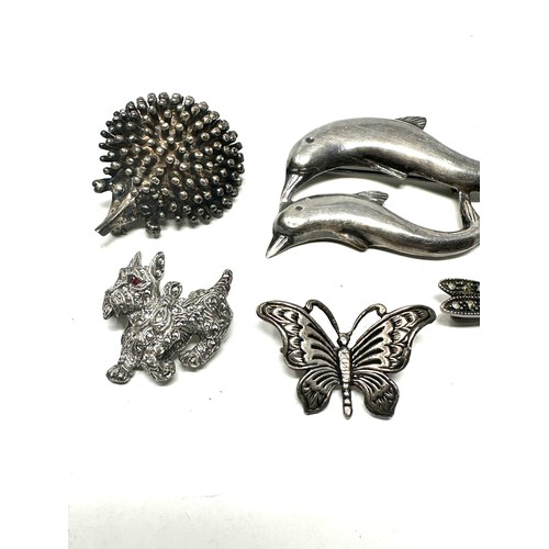 303 - 5 X .925 Animal Themed Brooches (43g)