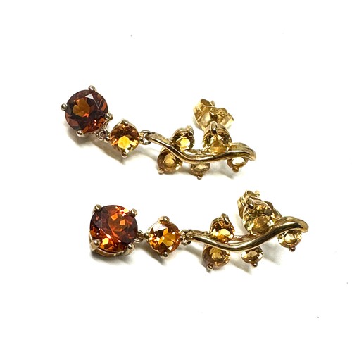 282 - 9ct gold citrine drop earrings (2.9g)