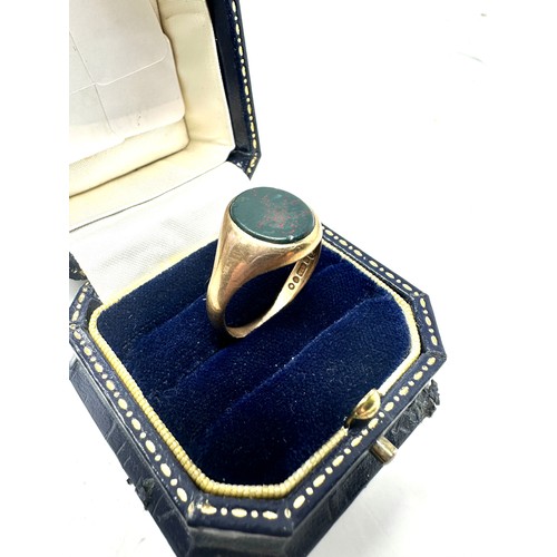 279 - 9ct gold vintage bloodstone signet ring (3.6g)