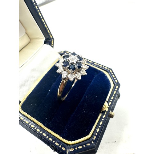 178 - 9ct gold vintage sapphire & diamond cluster ring (3.4g)