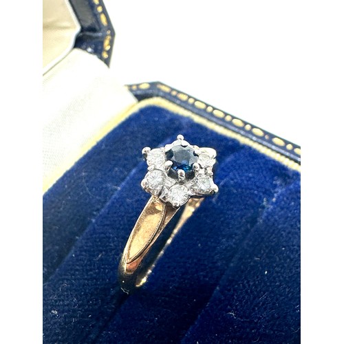 163 - 9ct gold vintage sapphire & diamond ring (2g)