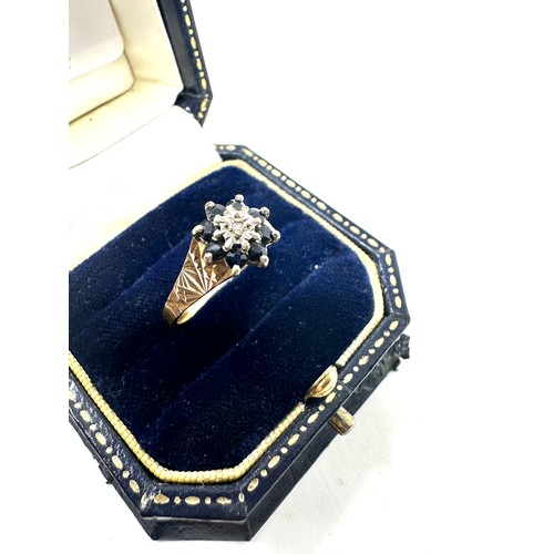 204 - 9ct gold diamond & sapphire ring (2.8g)