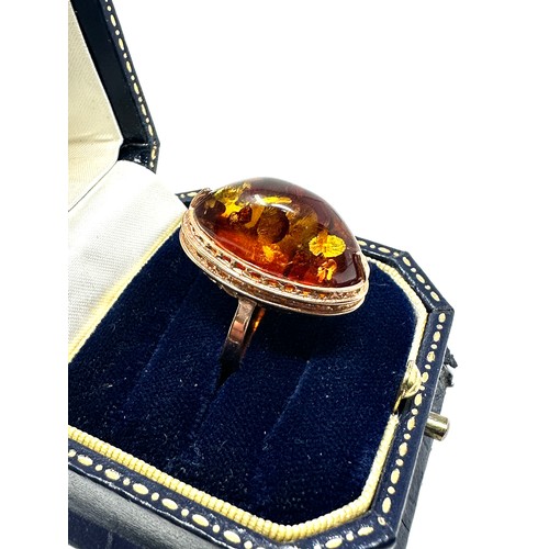 187 - 14ct gold vintage statement amber ring (5.4g)