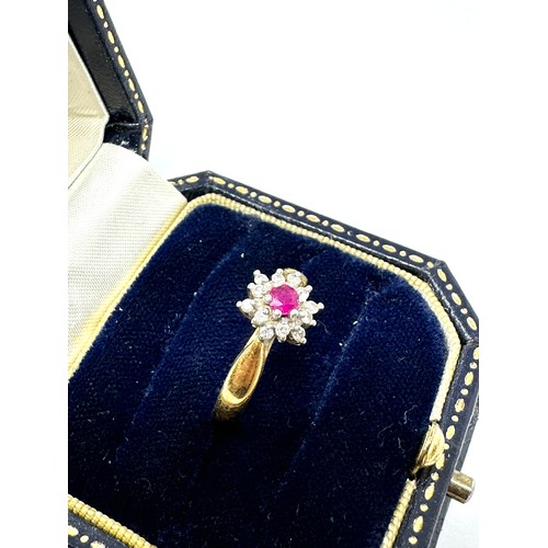 258 - 18ct gold diamond & ruby cluster ring (2.7g)