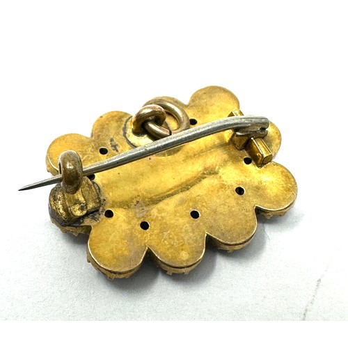 117 - 2 x  gold antique hairwork locket mourning brooches inc. garnet & paste (6.3g)