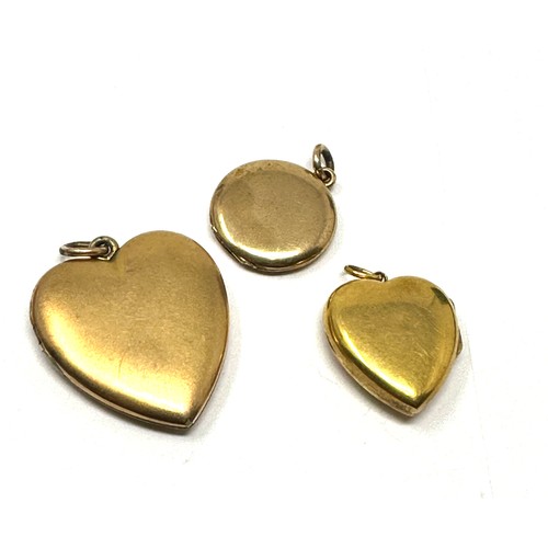 147 - 3 x 9ct gold back and front lockets as seen inc. diamond, paste (20.5g)