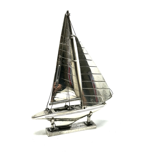 14 - silver miniature model of a yacht hallmarks to base measures approx height 10cm