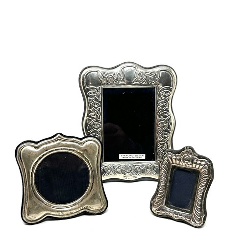 22 - 3 silver picture frames largest measures approx 15cm by 12cm