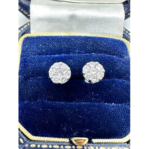 78 - 18ct white gold diamond earrings 0.75ct diamonds weight 2.2g