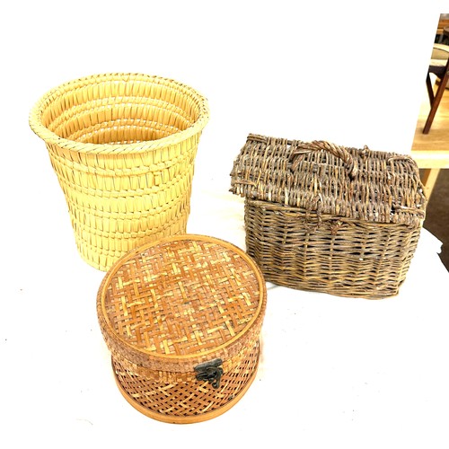 48 - 3 Vintage baskets, damage to one