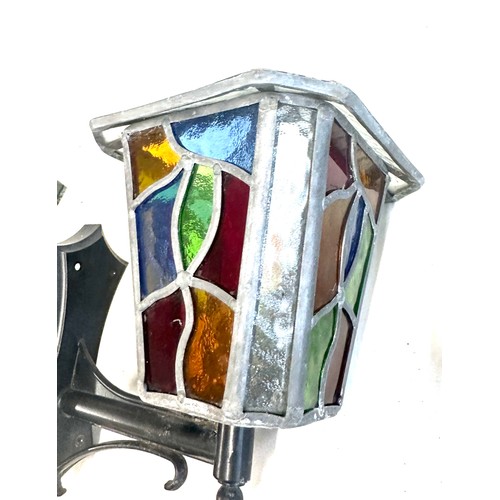 7 - Tiffany style coach lamp with leaded light and wall bracket