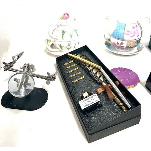 14 - Selection of collectable items includes Compact, tea pots, train coaters etc