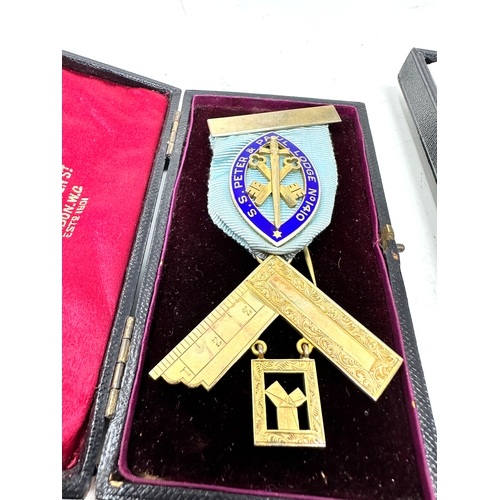 74 - 2 boxed hallmarked silver masonic jewels