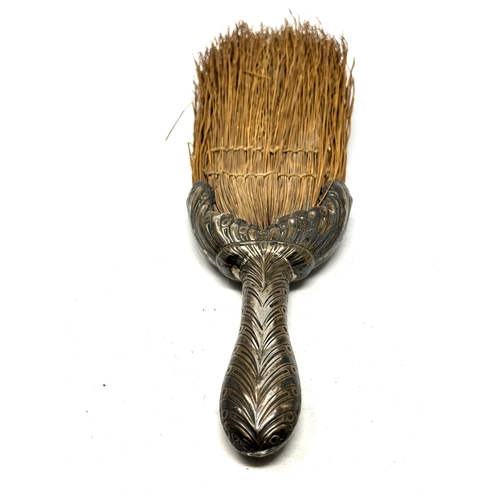 28 - Large antique silver handle crumb brush measures approx 30cm long