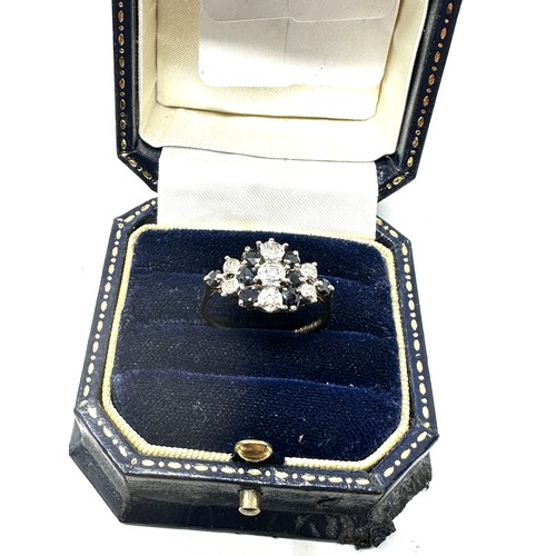 178 - 9ct gold sapphire and diamond cluster dress ring (1.7g)