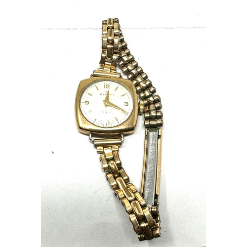 471 - Ladies Vintage 9ct gold Zenith wristwatch the watch is ticking