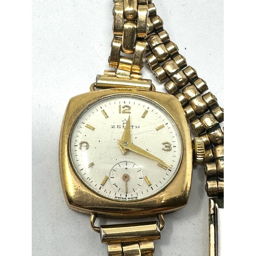 471 - Ladies Vintage 9ct gold Zenith wristwatch the watch is ticking