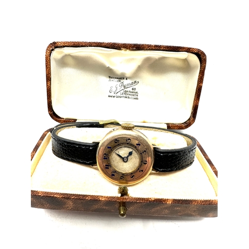 472 - ladies 9ct gold wristwatch the watch is ticking boxed