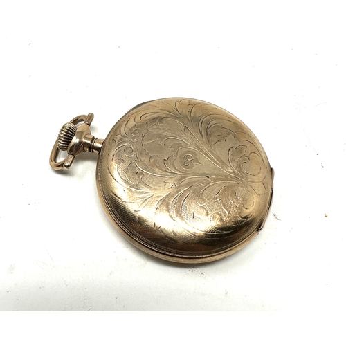 463 - Antique gold plated full hunter waltham pocket watch the watch winds and ticks