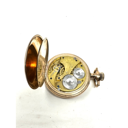 463 - Antique gold plated full hunter waltham pocket watch the watch winds and ticks