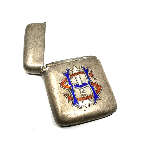 10 - Antique silver & enamel crest vesta case